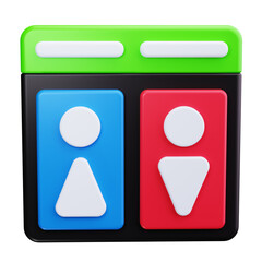 Poster - restroom 3d render icons