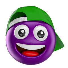 Wall Mural - Acai Berry Face With Backwards Cap Cartoon 3D Render with transparent background
