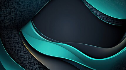 Poster - Dynamic Teal Waves on Textured Dark Background Abstract Design