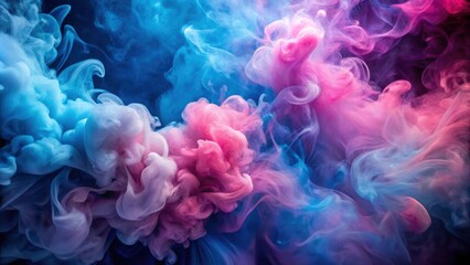 Wall Mural - abstract pink and blue smoke blending in a whimsical and dreamy background, pink, blue, abstract, sm