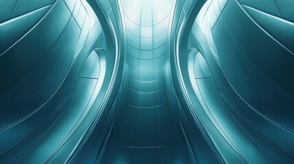 Poster - Futuristic Teal Architecture with Smooth Curves and Modern Design Elements