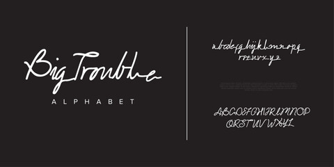Leinwandbilder - Big trouble handwrite font Calligraphy Logotype Script Brush Font Type Font lettering handwritten