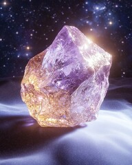 Poster - Raw tanzanite crystal cosmic background gemstone ethereal setting close-up view vibrant violet hues