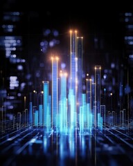 Poster - Dynamic financial growth visualization digital space infographic design modern technology environment data-driven perspective