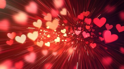 Poster - Colorful Heart Patterns with Motion Blur for Romantic Themes
