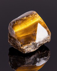Poster - Golden-brown reflective tigers eye stone close-up natural setting artistic angle gemstone beauty