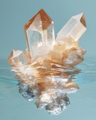 Poster - raw gemstone cluster submerged in liquid serene environment high-quality aquatic concept