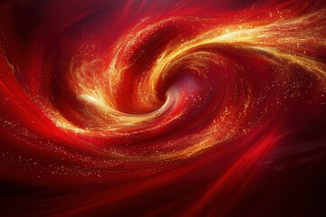 Poster - Dynamic red and gold light trails twisting into spirals abstract art digital vibrant colors artistic concept