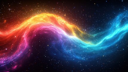 Poster - Vibrant rainbow light trails swirling in the cosmic space digital art abstract universe immersive viewpoint
