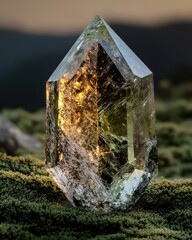 Poster - Intricate peridot crystal display natural setting macro soft environment close-up view gemstone beauty
