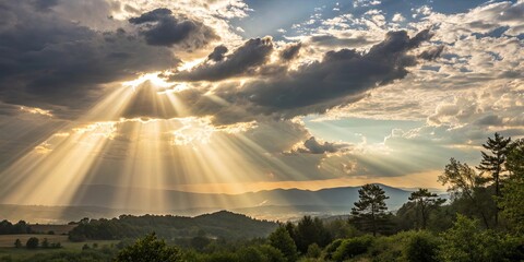 Poster - The sun is shining through the clouds, creating a beautiful
