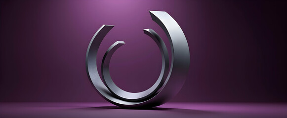 Poster - Elegant silver curves dance on a deep purple backdrop, creating a mesmerizing abstract artwork.  The interplay of light and shadow enhances its mysterious allure.