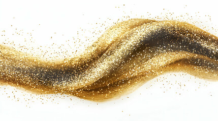 Wall Mural - Golden Glitter Flows Elegantly Across a White Backdrop