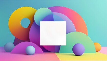 Poster - Dynamic colorful geometric shapes and forms artistic digital design 3d rendered art modern abstract environment vibrant viewpoint for creative inspiration