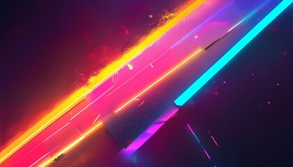 Poster - Dynamic neon light trails urban nightscape digital art futuristic environment close-up view abstract concept