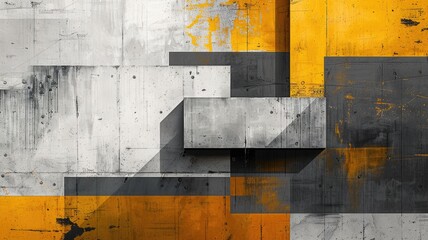 Poster - Modern abstract style concrete block and texture surface. Strong building for secure workplace or strong residence. Creative geometric pattern style of real estate for architecture design city. AIG53.