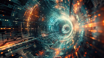 Poster - Explore a captivating futuristic abstract design featuring dynamic lines and vibrant colors, perfect for conveying technology and innovation in digital art.