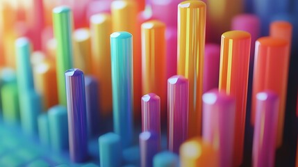 Aufkleber - Close-up view of vibrant glossy cylinders in rainbow hues Abstract art piece.