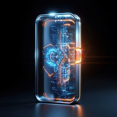 Poster - A futuristic battery glowing with full power.