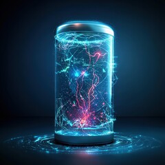 Poster - A futuristic battery glowing with full power.
