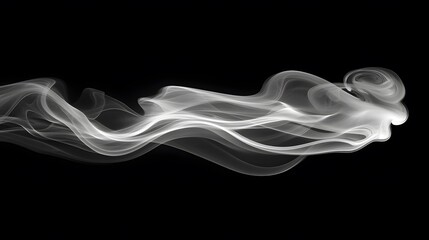 Poster - Ethereal smoke flow abstract art digital creation black background fluid movement mystical concept