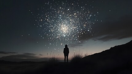 Poster - stargazing adventure remote landscape night photography celestial display silhouette perspective cos