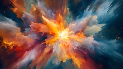 Poster - Vibrant color explosion abstract art digital canvas artistic studio dynamic perspective creative expression