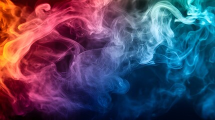 Poster - Dynamic smoke patterns in vibrant colors abstract art digital creation dark background artistic perspective visual concept
