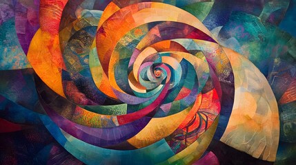 Poster - Vibrant spiral art abstract gallery digital artwork colorful environment aerial view artistic expression
