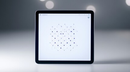 Poster - A sleek tablet displays a minimalist design with a pattern of dots against a soft, blurred background, suggesting creativity and digital innovation.
