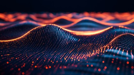Poster - Dynamic waves of light patterns abstract digital art vibrant colors studio environment close-up view conceptual visualization
