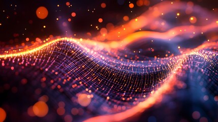 Poster - Dynamic waves of light and color abstract digital art vibrant environment high-resolution viewpoint