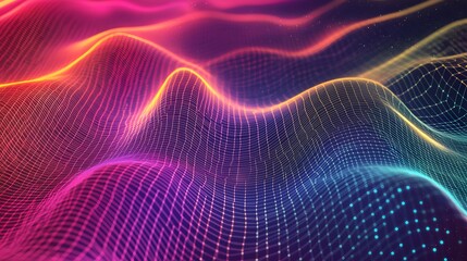 Poster - Dynamic waves of colorful light digital space abstract art virtual environment aesthetic viewpoint visual harmony