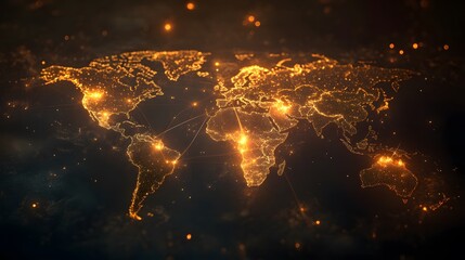 Poster - Global connectivity map digital visualization world overview technology environment aerial perspective data representation