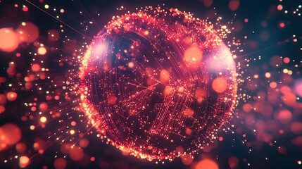 Poster - Dynamic light particle interaction abstract digital space visual art colorful environment 3d viewpoint technology concept