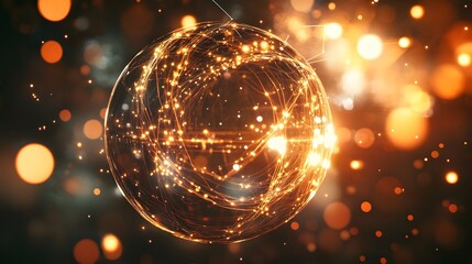 Poster - Dynamic energy visualization abstract concept digital art dark background close-up view science and technology theme