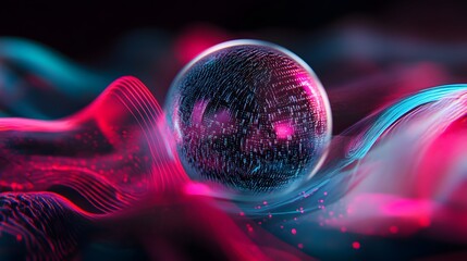 Poster - Digital sphere interaction abstract environment visual art futuristic atmosphere close-up perspective