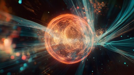 Poster - Dynamic energy sphere emission virtual space abstract animation sci-fi environment close-up perspective futuristic concept