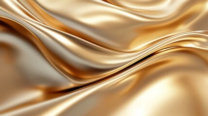 Poster - Abstract gold fabric waves, luxurious silk texture, elegant flowing folds.