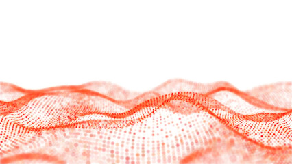 Poster - Orange glowing circles particles wave at the bottom isolated on a transparent background, bokeh effect, horizontal composition. Transparent element for graphic design.