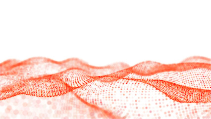 Poster - Orange glowing circles particles wave at the bottom isolated on a transparent background, bokeh effect, horizontal composition. Transparent element for graphic design.
