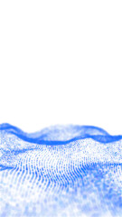 Poster - Blue glowing circles particles wave at the bottom isolated on a transparent background, bokeh effect, vertical composition. Transparent element for graphic design.