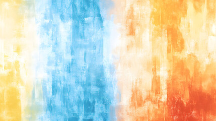 Poster - A vibrant abstract painting featuring a gradient of blue and orange hues, creating a dynamic visual contrast