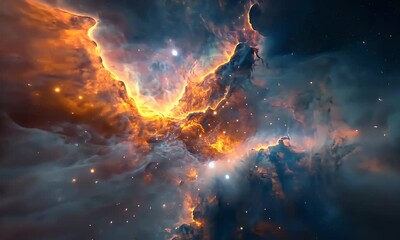 Wall Mural - A stunning cosmic scene showcasing vibrant nebulae and stars in a vast galaxy.