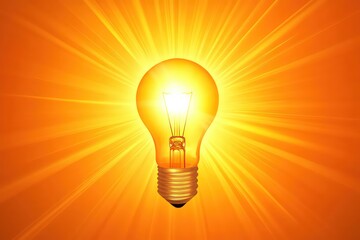 a glowing light bulb with rays of light shining outward, symbolizing a moment of inspiration and a b