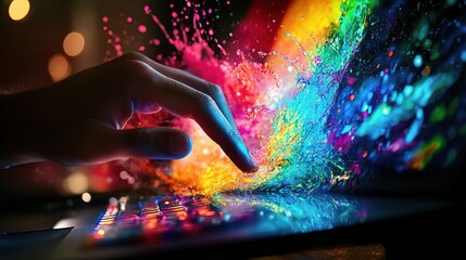 Poster - High-Tech Interaction with Colorful Computer Interface Effects