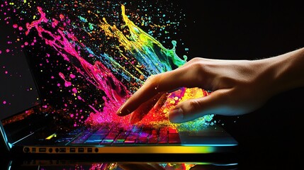 Poster - High-Tech Hand Operating Computer Interface for Business Solutions