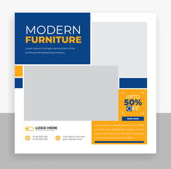 Wall Mural - modern furniture social media post banner template