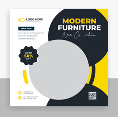 Wall Mural - modern furniture social media post banner template