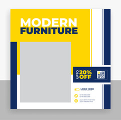 Wall Mural - modern furniture social media post banner template
